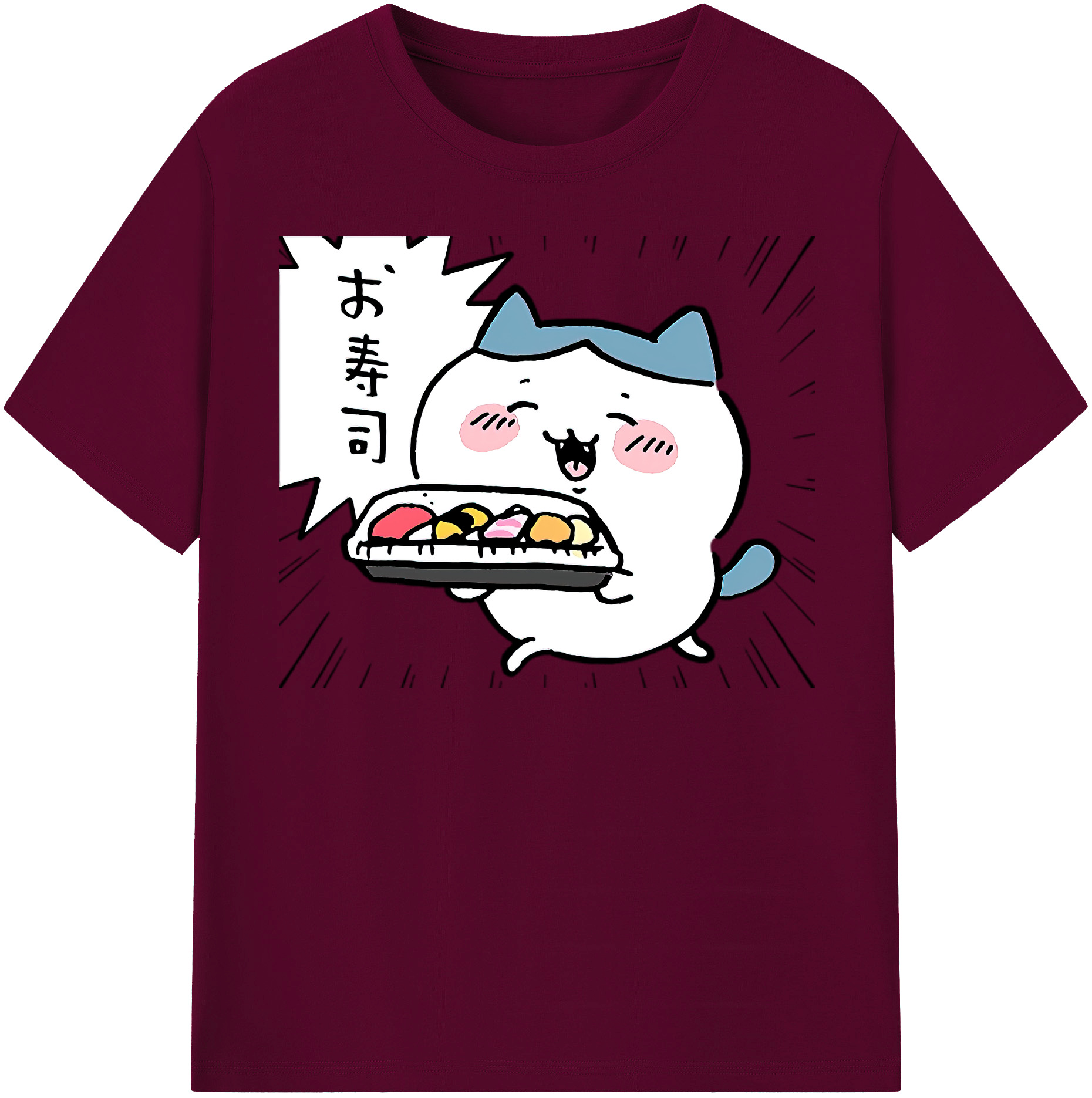 （画像用） ちいかわ ハチワレ Chii-kawa hachiware レディースカジュアルプリントTシャツ（綿100％）
